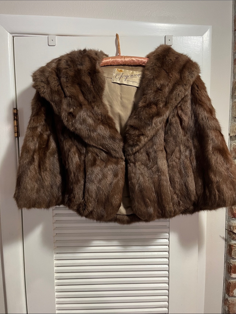 Vintage Women's Brown Fur Short Cape by C Jorgensen of Pasadena